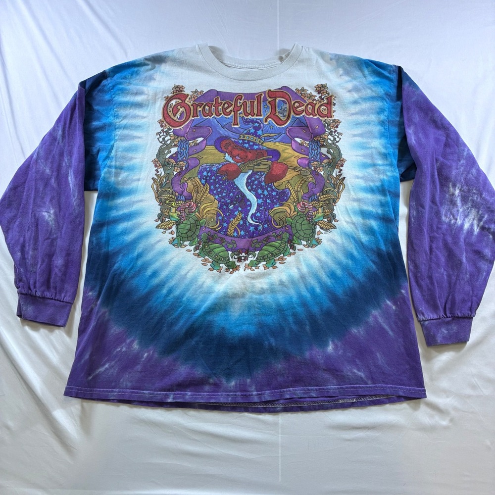 VTG 2000 Liquid Blue Grateful Dead Terrapin Moon Tie Dye Long Sleeve Shirt 2XL